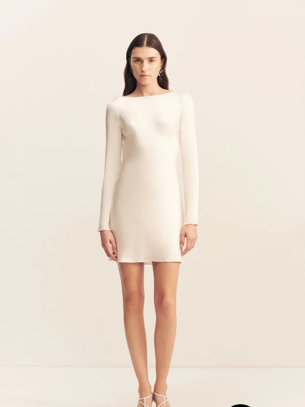 Long-Sleeve Mini Dress in Cream